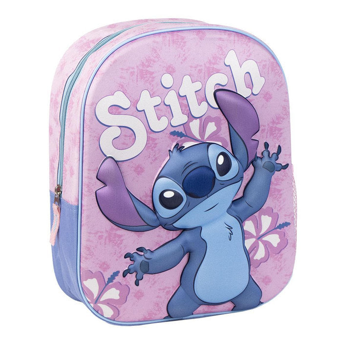 MOCHILA GUARDERIA 31X25CM 3D STITCH PINK FLOWERS | CERDA DISEÑO