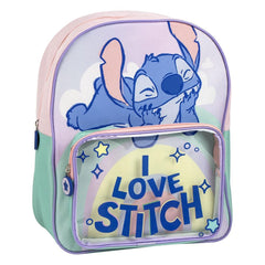 MOCHILA INFANTIL CON BOLSILLO TRANSPARENTE STITCH LOVE | CERDA DISEÑO