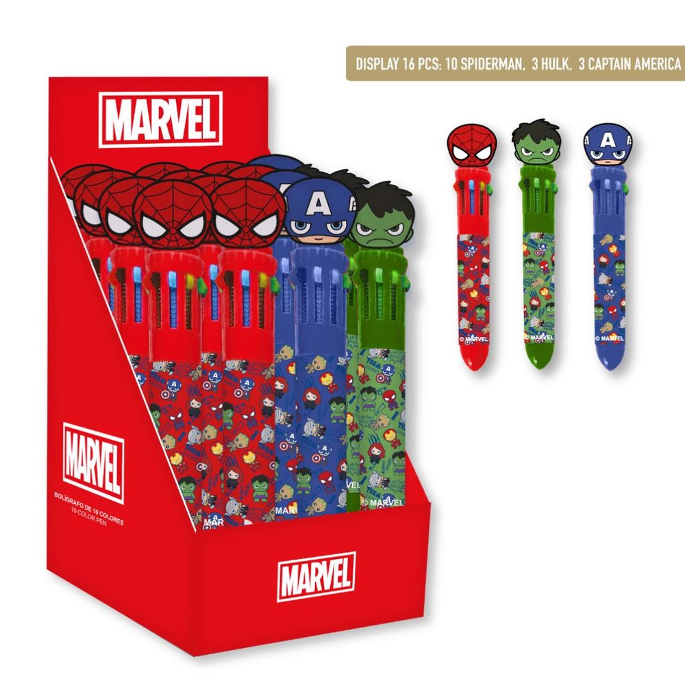 Expositor 16 Bolígrafos 8 Colores Avengers Surtidos CERDA Regalo Imagen principal del producto