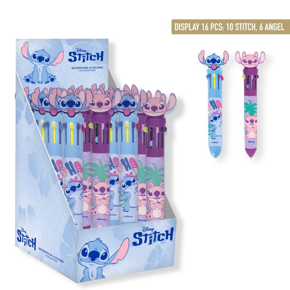 Expositor 16 Bolígrafos Stitch 10 Colores con Topper CERDA Regalo Imagen principal del producto