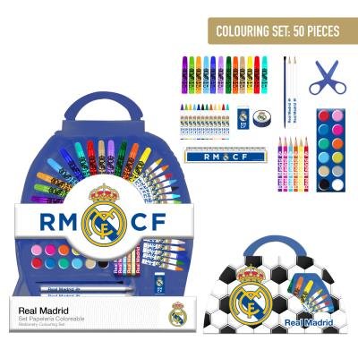 SET PAPELERIA MALETIN COLOREABLE 50 PIEZAS REAL MADRID | CERDA REGALO | 1 UNIDAD | 8445484534245