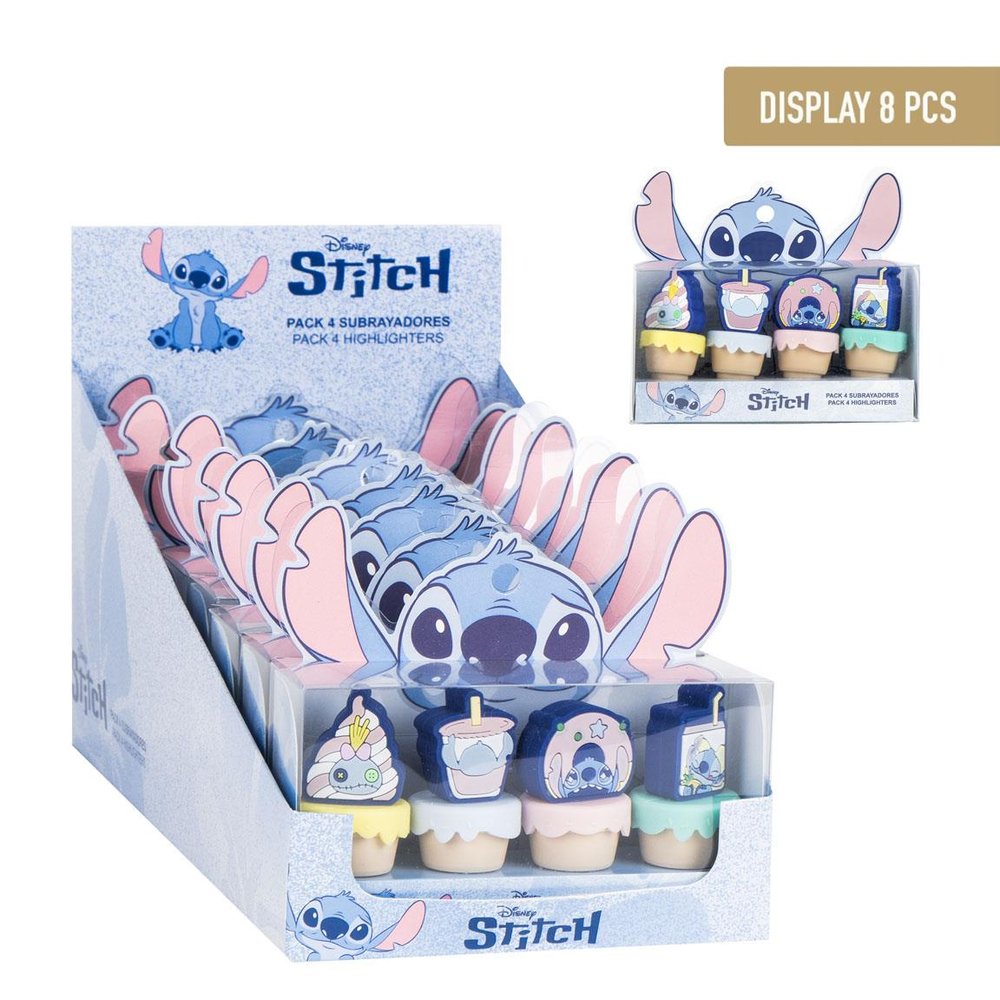 Expositor 8 Set Subrayadores Stitch Helados CERDA Regalo