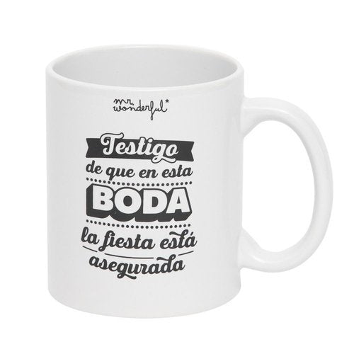 TAZA ICONIC - TESTIGO EN ESTA BODA LA FIESTA ESTA ASEGURADA | MR WONDERFUL | 1 UNIDAD | 8445641047212