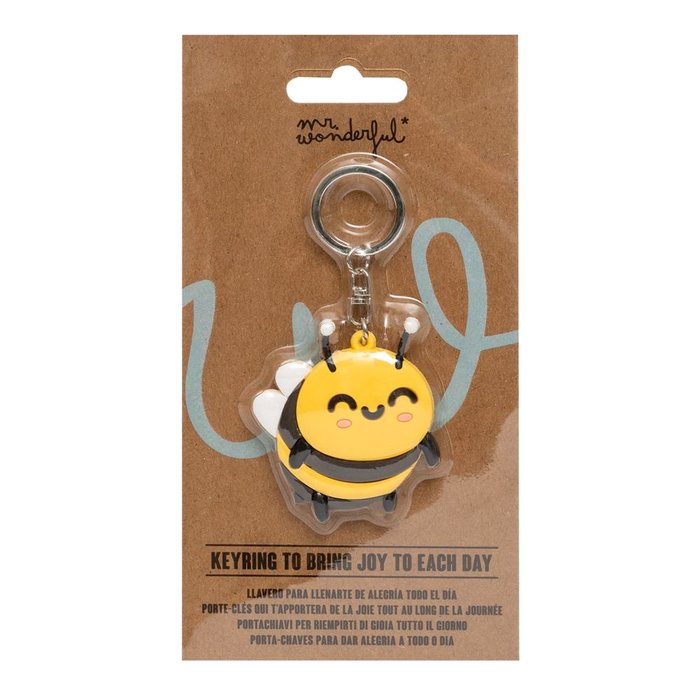 LLAVERO DE CAUCHO - BEE | MR WONDERFUL | 1 UNIDAD | 8445641048479