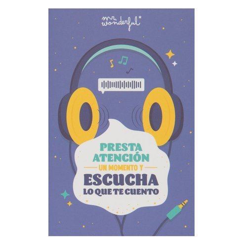 POSTAL CON GRABADOR MENSAJE AUDIO PRESTA ATENCION UN MOMENT | MR WONDERFUL | 1 UNIDAD | 8445641054425