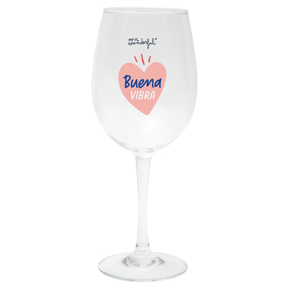 SET DE 2 COPAS DE VINO - BUENA VIBRA Y MEJOR VINO | MR WONDERFUL | 1 UNIDAD | 8445641055217