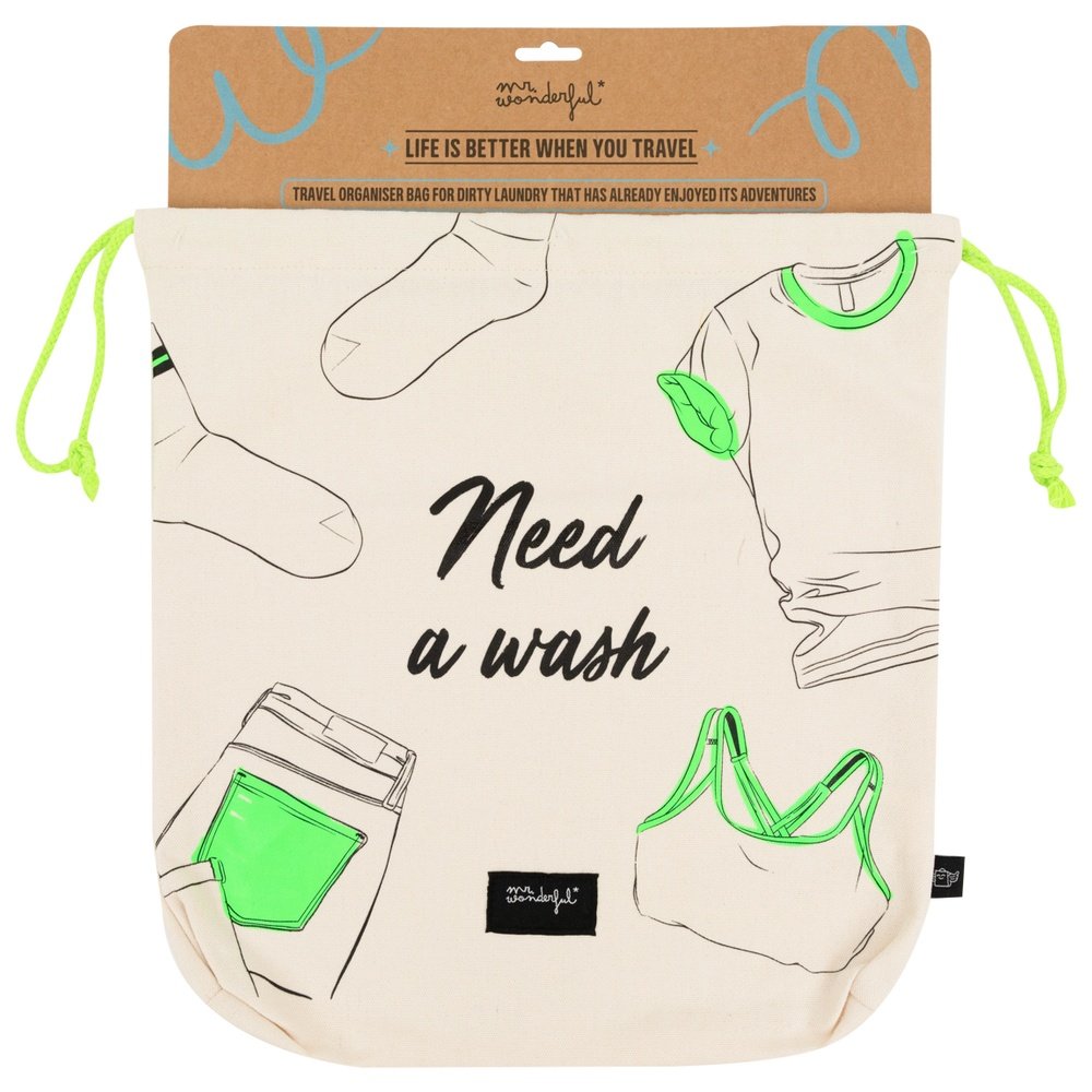 BOLSA ORGANIZADORA DE VIAJE PARA ROPA SUCIA - NEED A WASH | MR WONDERFUL | 1 UNIDAD | 8445641056450