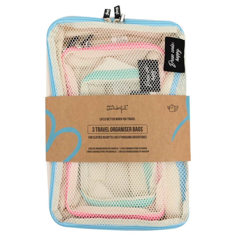 SET 3 BOLSAS ORGANIZADORAS VIAJE EQUIPAJE -DRESS CODE: HAPP | MR WONDERFUL | 1 UNIDAD | 8445641056467