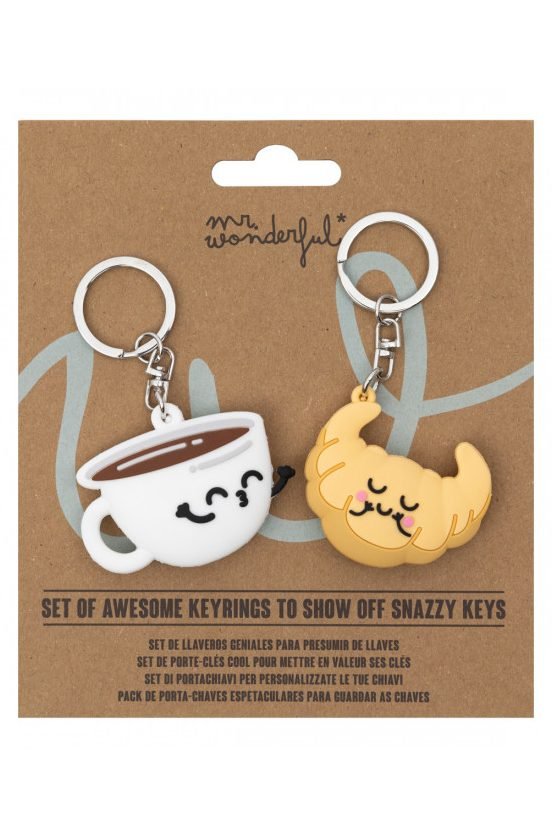 SET DE 2 LLAVEROS - CAFE Y CROISSANT | MR WONDERFUL | 1 UNIDAD | 8445641061157