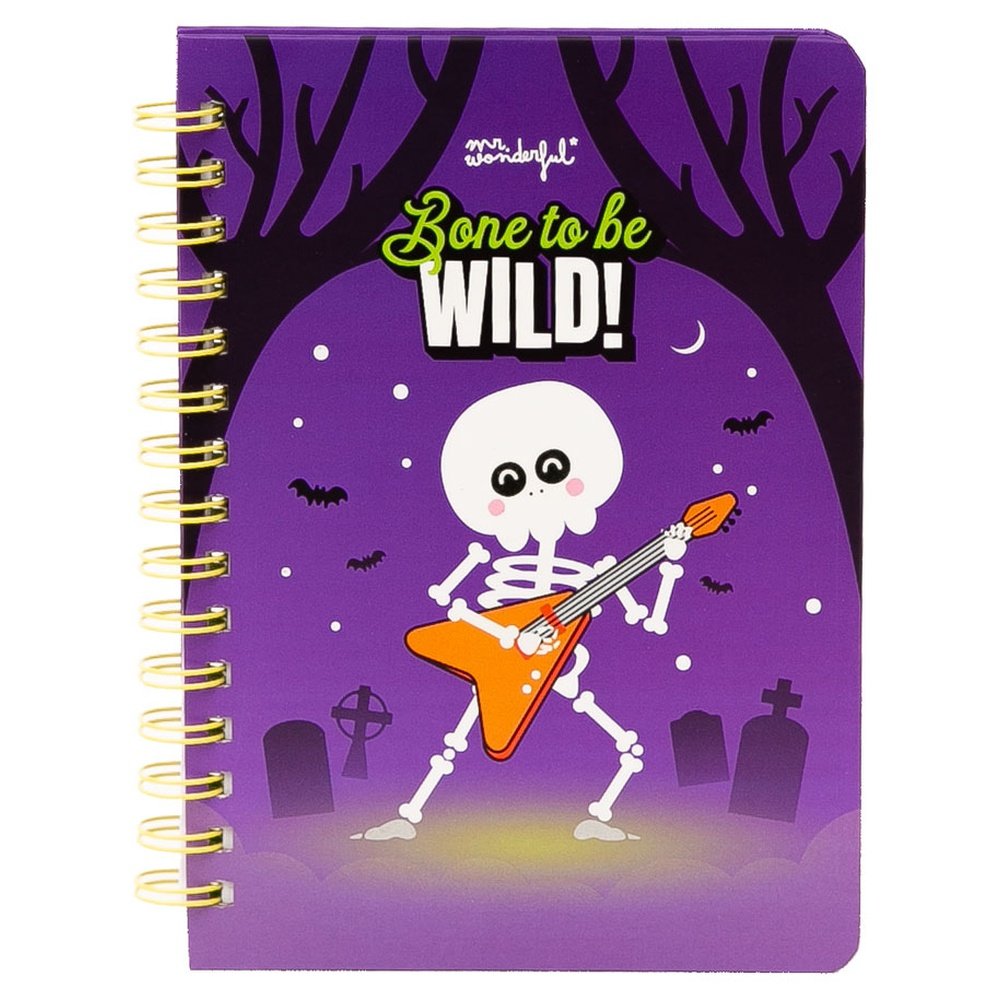 Libreta A5 Fluorescente Brilla Oscuridad Bone to Be Wild MR Wonderful
