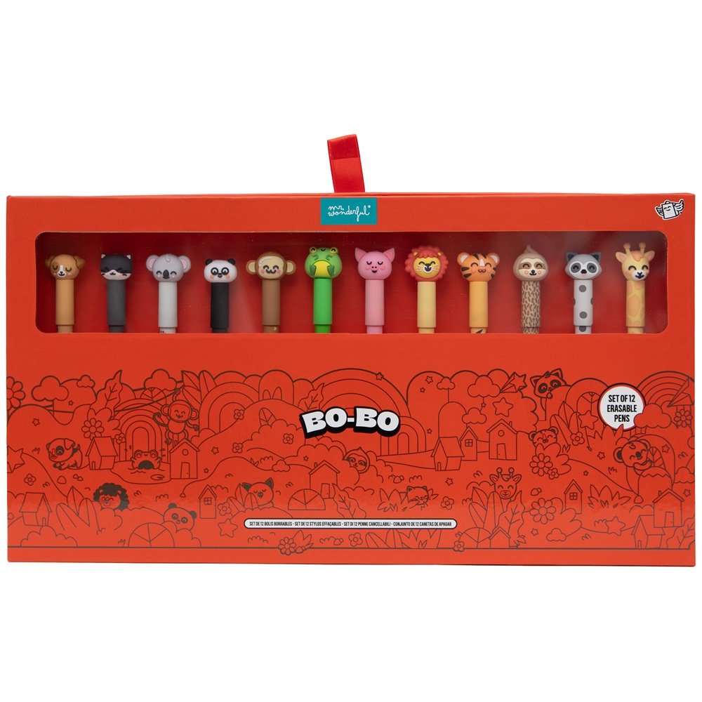Set de 12 Bolígrafos Borrables Bo-bo Animales MR WONDERFUL