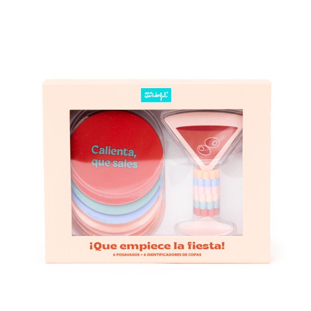 Set de 6 Posavasos y 6 Identificadores de Copas MR Wonderful