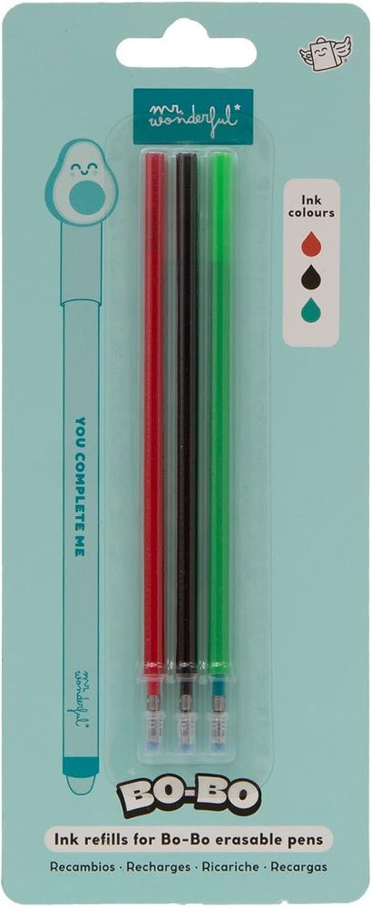 Set 3 Recambios Borrables Bo-bo Rojo Negro Verde MR WONDERFUL