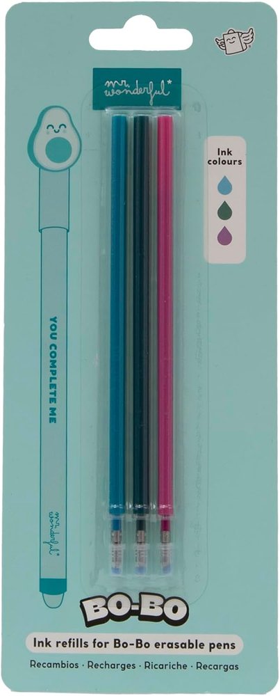 Set 3 Recambios Borrables Bo-bo Lila Azul Verde MR Wonderful