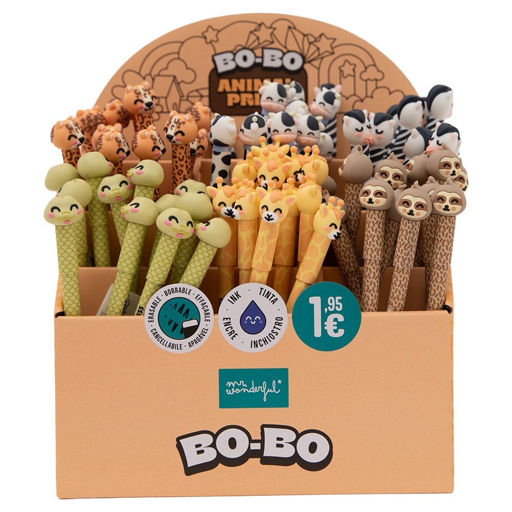 Expositor 72 Bolígrafos Borrables Bo-bo Animal Print MR Wonderful Imagen principal del producto