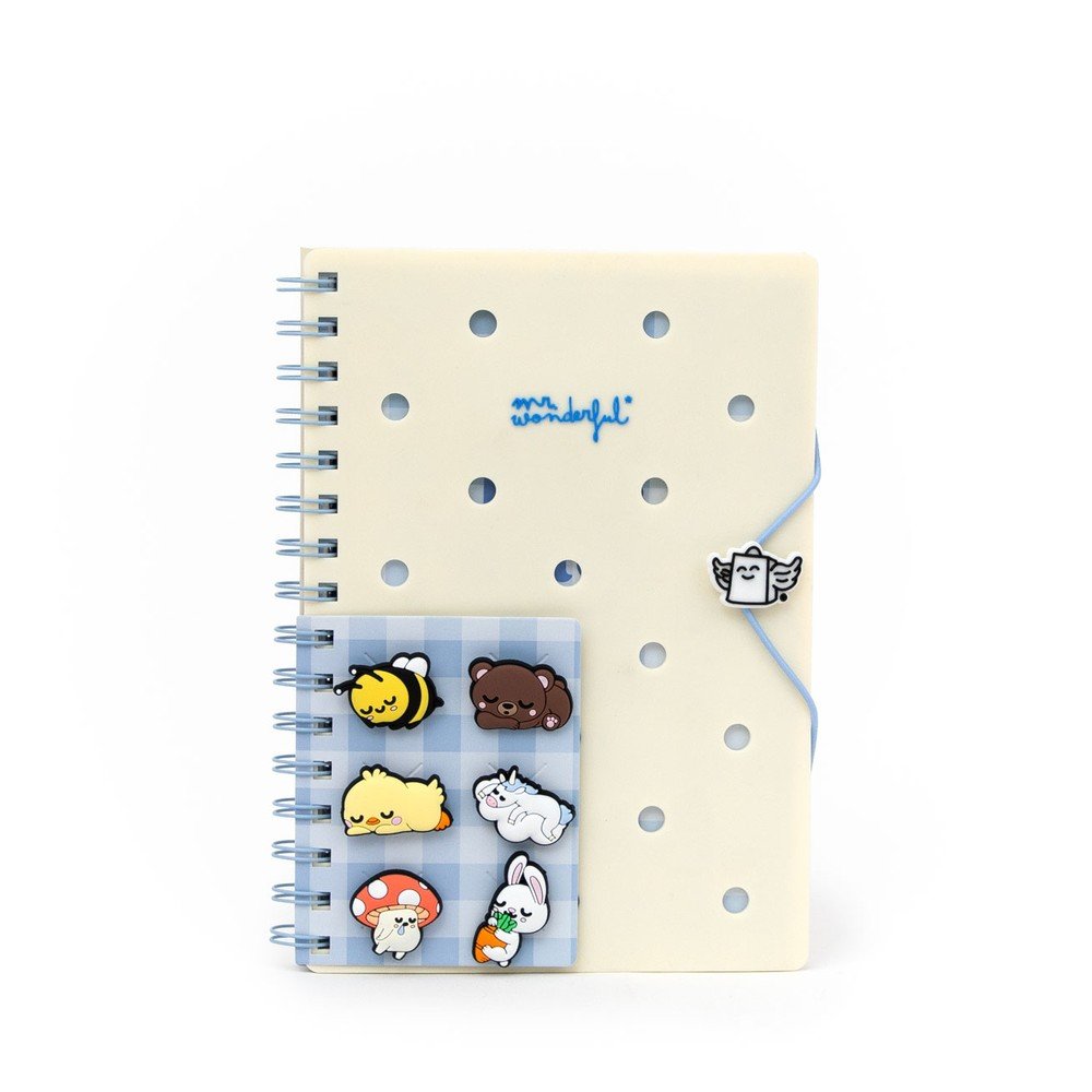 Libreta A5 Lineas 160H con 7 Charms Lazy Bo-bo MR Wonderful