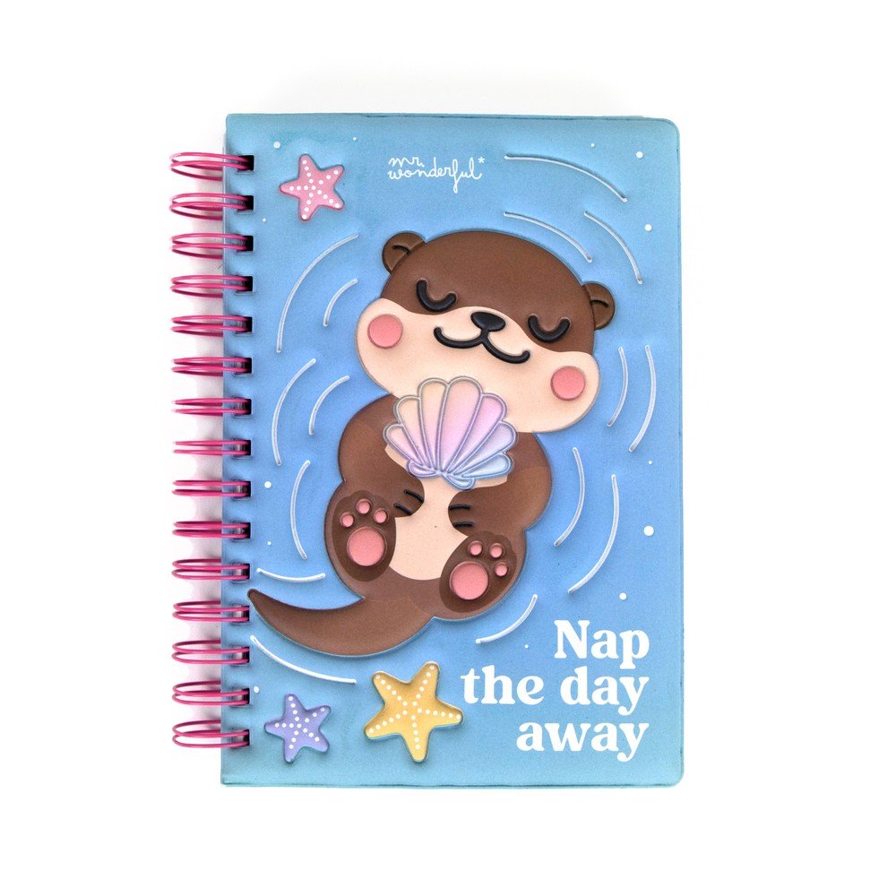 Libreta A5 240H Liso con Stickers Squishy Lazy Nutria MR WONDERFUL