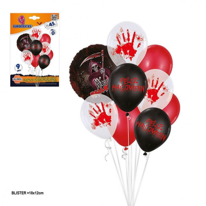 SET 9 GLOBOS 12R FOIL HALLOWEEN MANO SANGRIENTA | LA CASA DE LOS DISFRACES | 1 UNIDAD | 8447196121492
