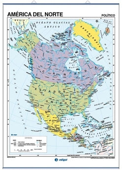 Mapa América del Norte físico político CUMIO en Galego