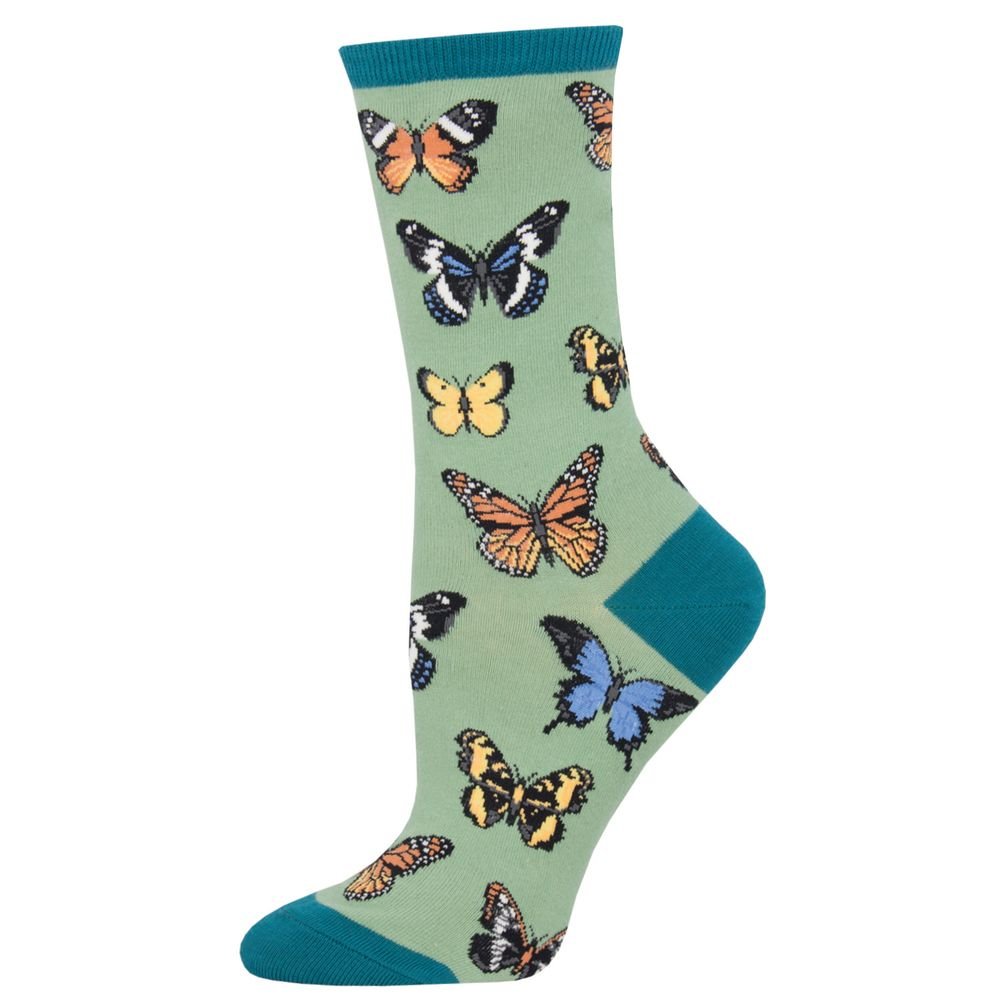 Calcetines de Algodón Media Caña Mariposas Verde 36-41 SOCKSMITH Imagen principal del producto