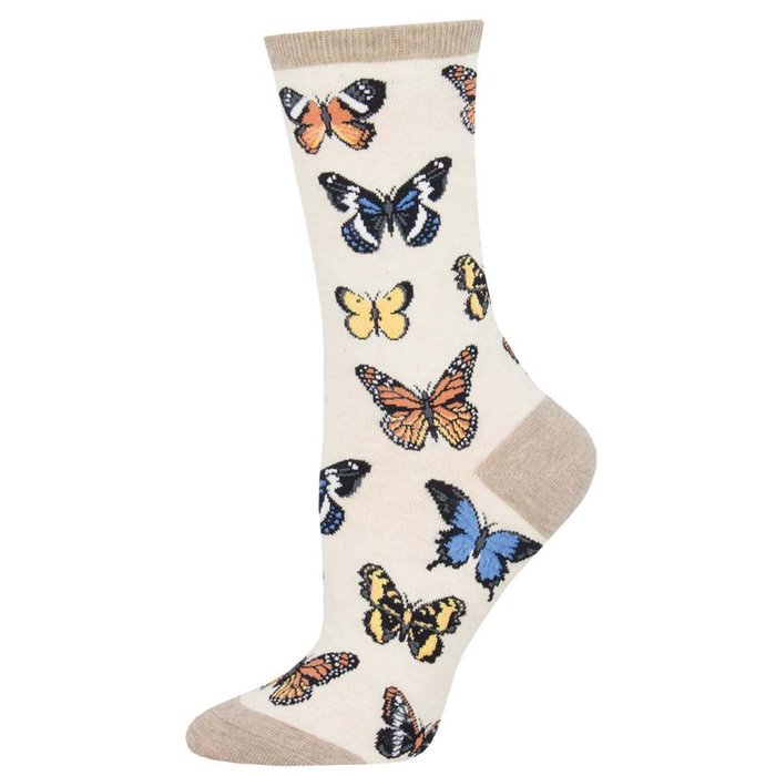 CALCETINES DE ALGODON MEDIA CAÑA 36-41 BUTTERFLIES IVORY | SOCKSMITH | 1 UNIDAD | 8482920400108 Imagen principal del producto