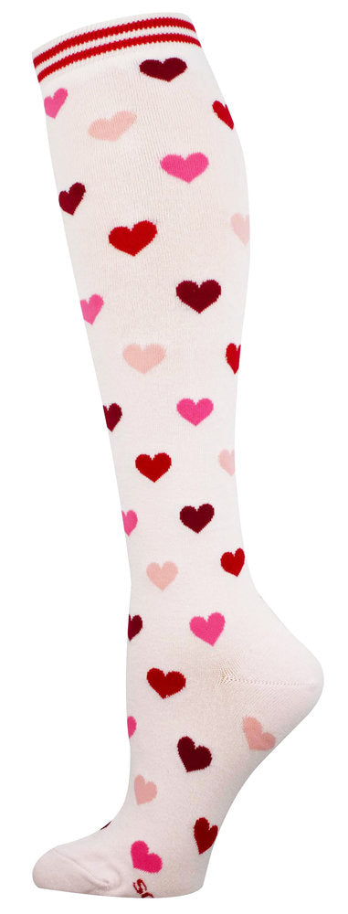 Calcetines de Algodón Caña Alta Blancos Corazones Socksmith Imagen principal del producto
