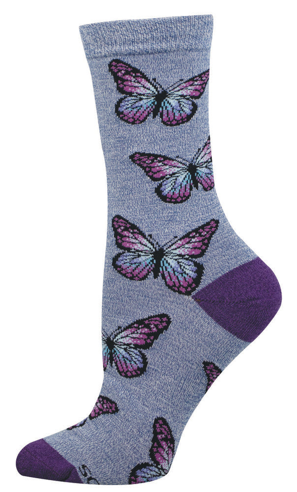 Calcetines de Bambu media caña mariposas moradas SOCKSMITH Imagen principal del producto