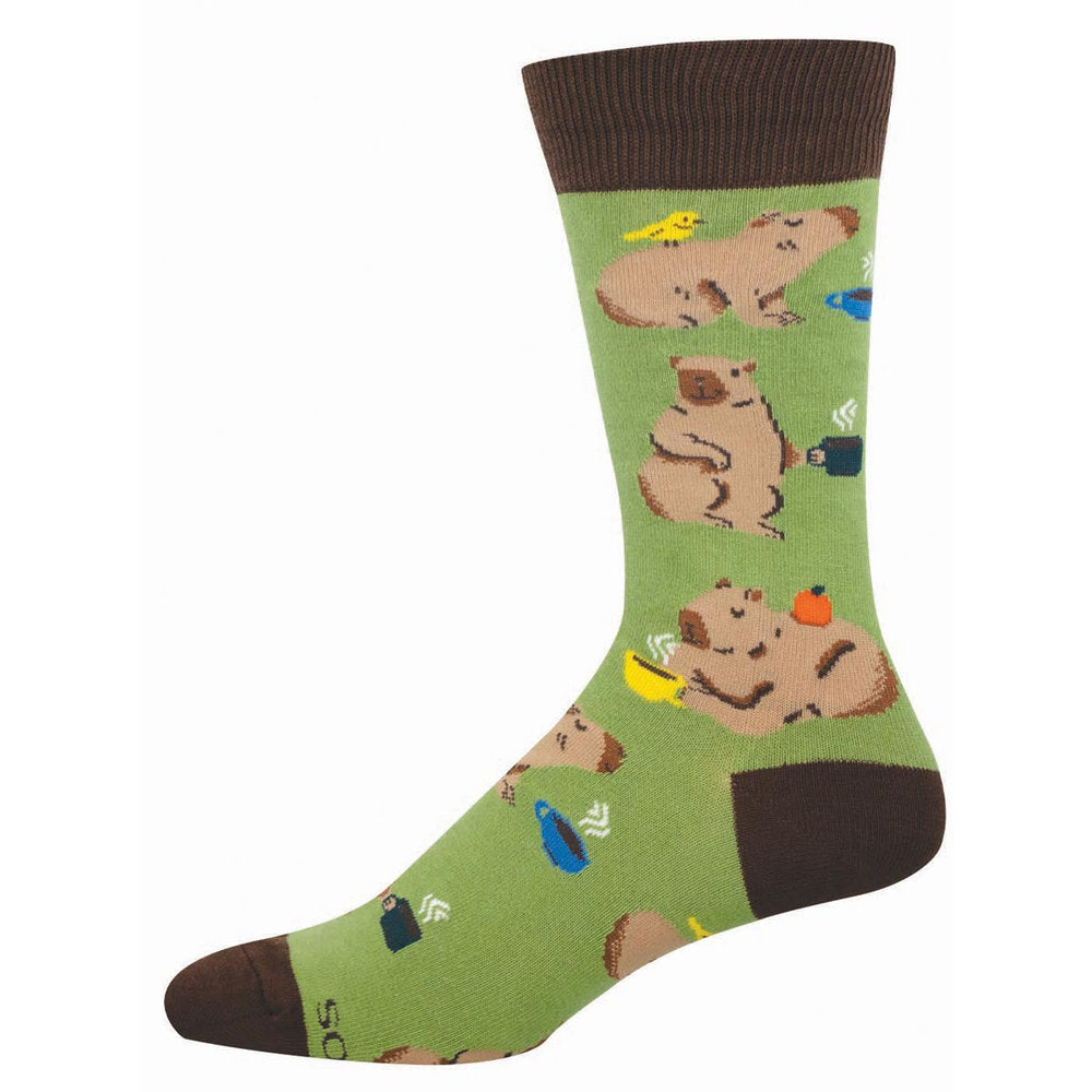 Calcetines de Algodón Media Caña Capybara Verde Café Marca Socksmith Imagen principal del producto