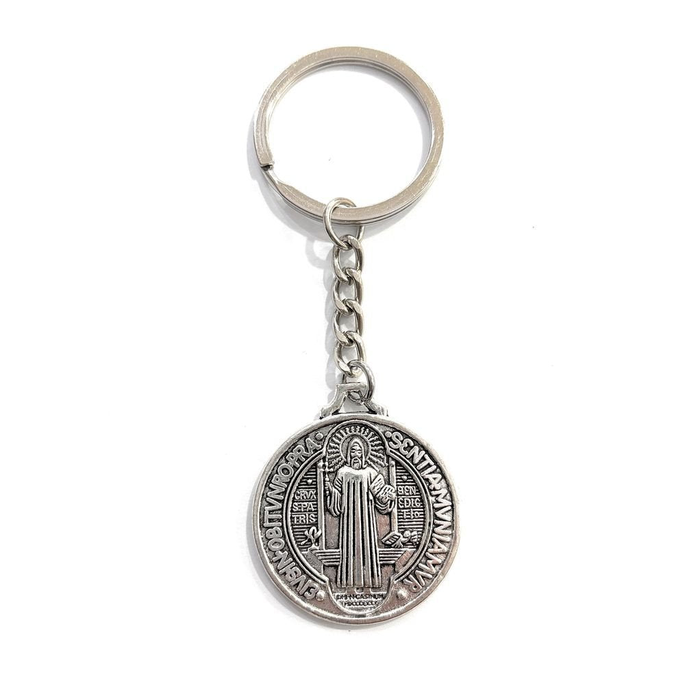 LLAVERO METAL MEDALLA SAN BENITO BAÑO PLATA 32MM | DE BUSSY | ENVASE 5 UDS. UNIDAD | 8488000031309
