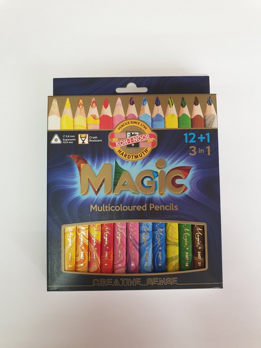 LAPIZ MAGIC JUMBO TRIANGULAR 12 + 1 COLORES SURTIDOS | 1 UNIDADES | (MICHEL PAPELES ESPECIALES) Imagen principal del producto