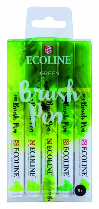 Rotulador Ecoline Brushpen Verde 5 Unidades | Talens España | Pack 1 Unidades Imagen principal del producto