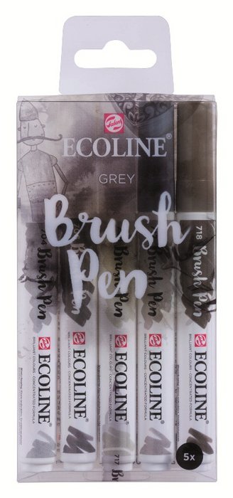 Rotulador Ecoline Brushpen Gris 5 Unidades | Talens España | Pack 1 Unidades