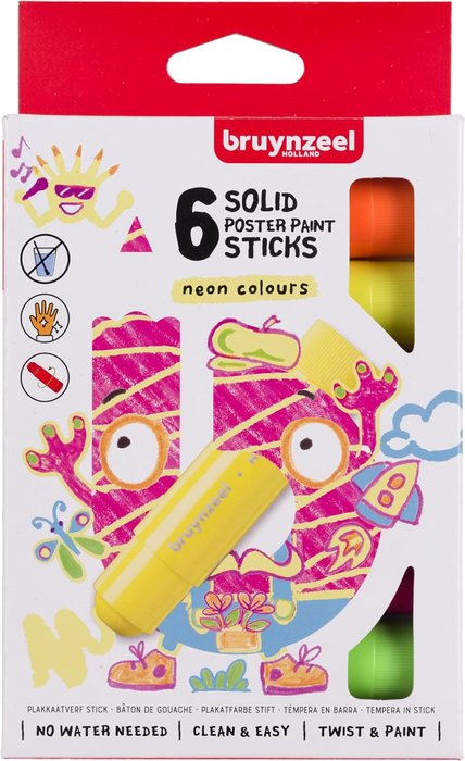 TEMPERA SOLIDA BRUYNZEEL 6 COLORES NEON | 1 UNIDADES | (TALENS ESPAÑA) Imagen principal del producto