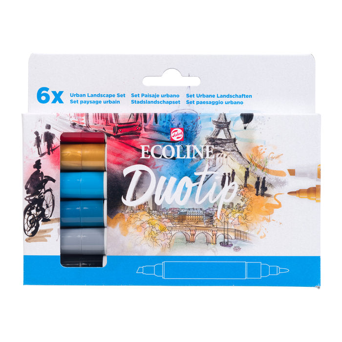 Rotulador Ecoline Duotip Estuche 6 Colores Paisajes Urbanos | Talens España | Pack 1 Unidades
