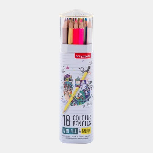 LAPIZ BRUYNZEEL 18 COLORES METALIZADOS Y NEON ESTUCHE METAL | 1 UNIDADES | (TALENS ESPAÑA) Imagen principal del producto