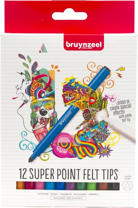 Rotulador Bruynzeel Super Point 12 Colores | Talens España | Pack 1 Unidades