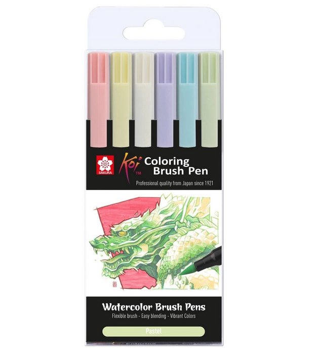 Rotulador Sakura Koi Color Brush 6 Colores Pastel | Talens España | Pack 1 Unidades