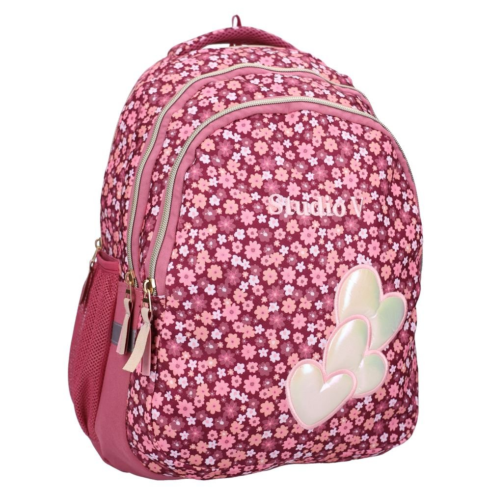 Mochila escolar 44x33 con rejilla Wildflower Rosa VADOBAG Imagen principal del producto