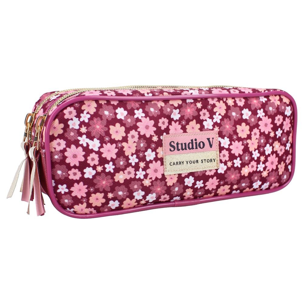 Portatodo doble cremallera Wildflower Rosa VADOBAG Imagen principal del producto