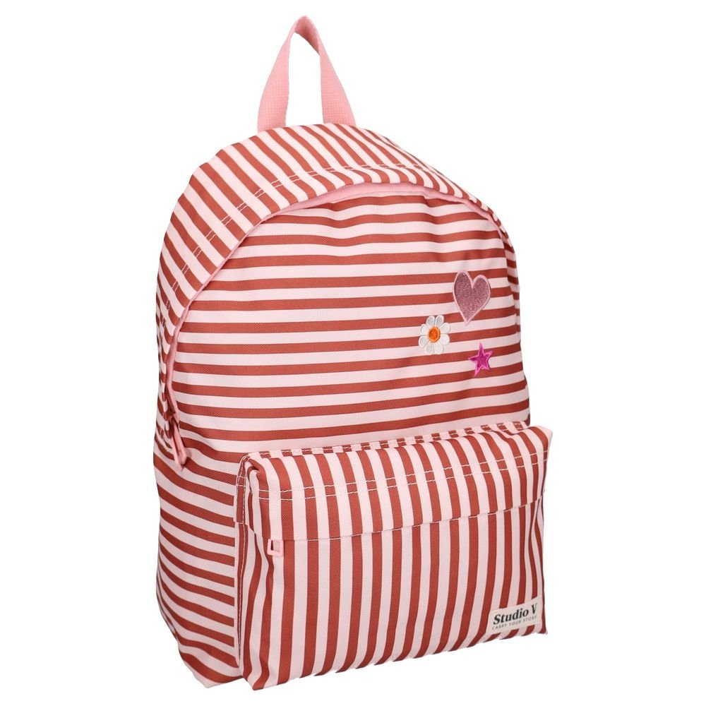 Mochila escolar 37x26 con bolsillo frontal striped up rosa VadoBag Imagen principal del producto