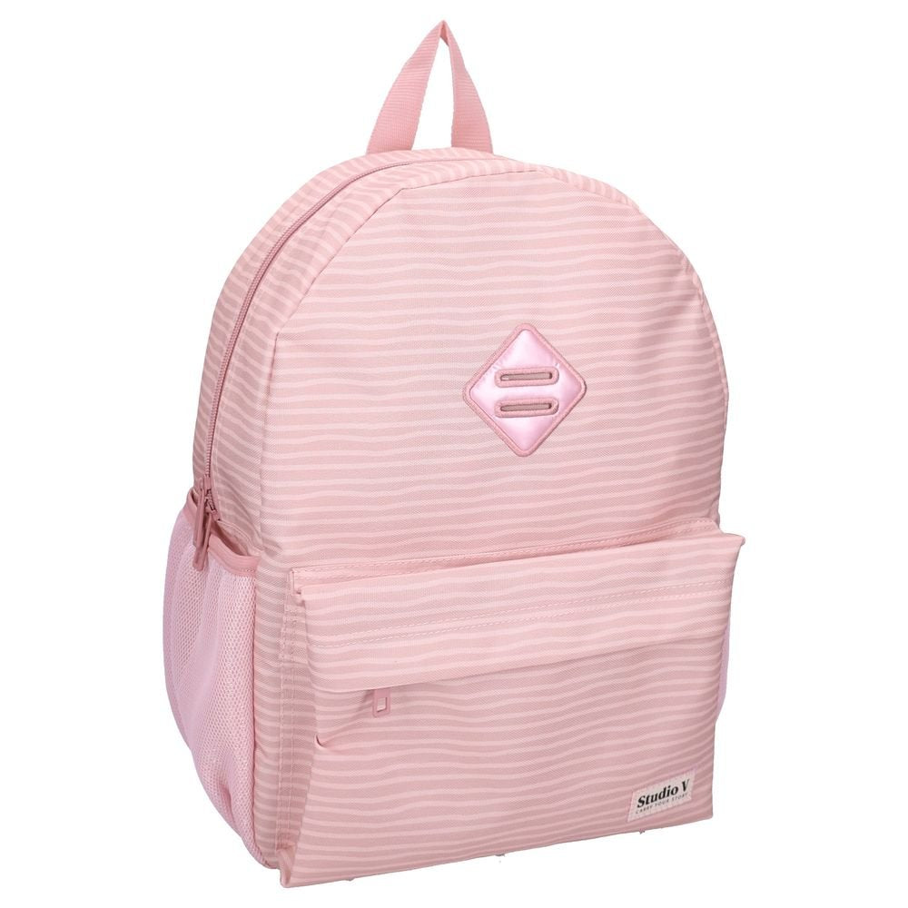 Mochila escolar 39x29 cm con bolsillo Striped Up Rosa Pastel VADOBAG