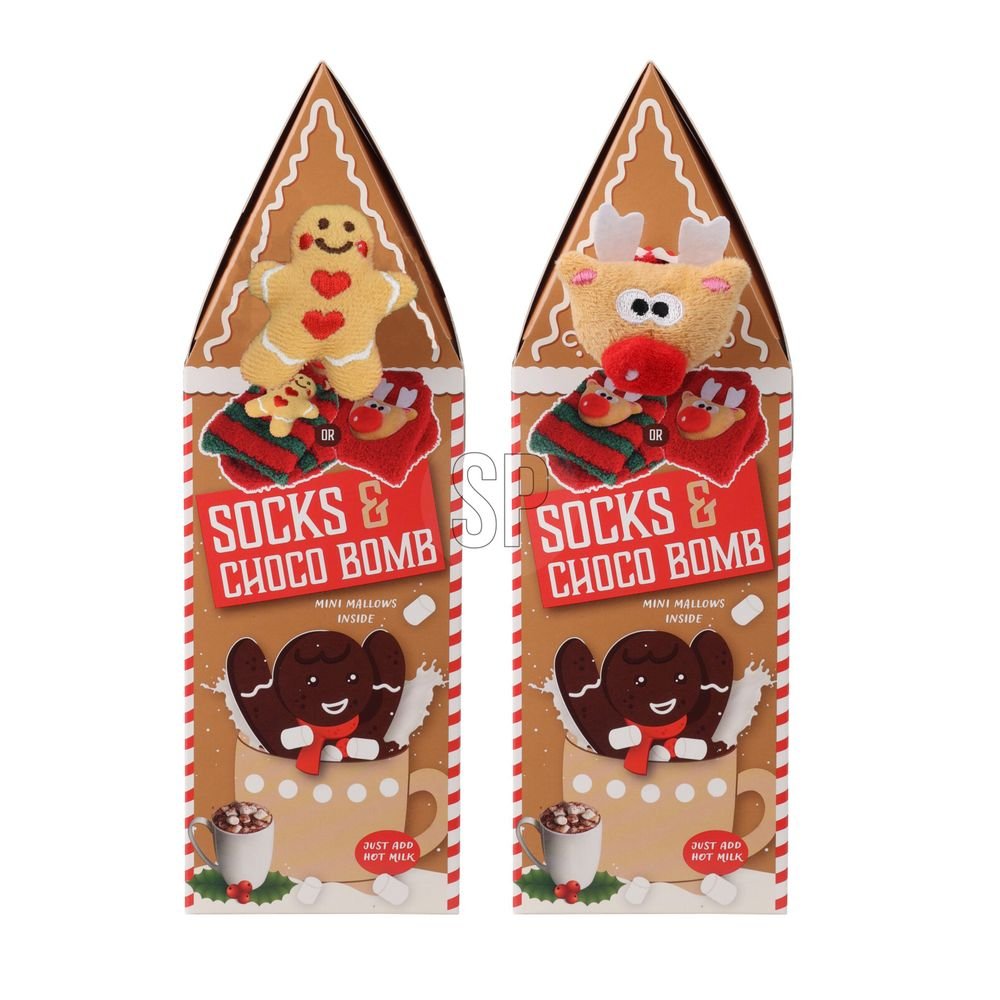 SET CASITA CON CALCETINES NAVIDAD Y BOMBA DE CHOCOLATE | KOOPMAN CHRISTMAS | 1 UNIDAD | 8713305820540