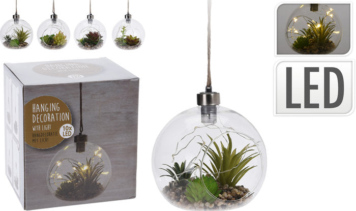 BOLA CRISTAL COLGANTE PLANTA CON LED SURTIDAS | KOOPMAN | 1 UNIDAD | 8719202477757