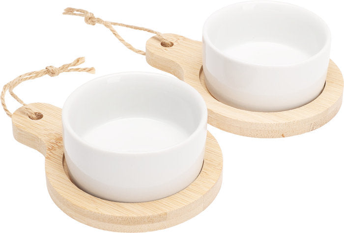 SET 2 BOLS PARA APERITIVOS CON BANDEJA DE BAMBU | KOOPMAN | 1 UNIDAD | 8719202481457