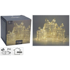 DECORACION LUMINOSA SET 3 REGALOS ACRILICO 90LED | KOOPMAN CHRISTMAS | 1 UNIDAD | 8719202613247