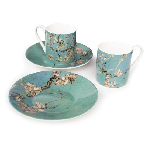 SET 2 TAZAS DE PORCELANA Y PLATILLOS ALMENDRO EN FLOR | WEBSHOP ARTE | 1 UNIDAD | 8719524049861