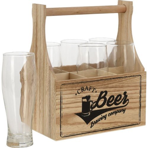 CAJA PORTABOTELLAS 24X27CM CON 6 VASOS | KOOPMAN | 1 UNIDAD | 8719987947902