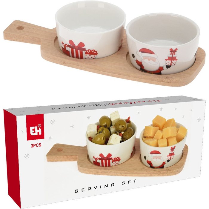SET TABLA CON 2 BOLS PORCELANA BAMBU | KOOPMAN CHRISTMAS | 1 UNIDAD | 8720573039888