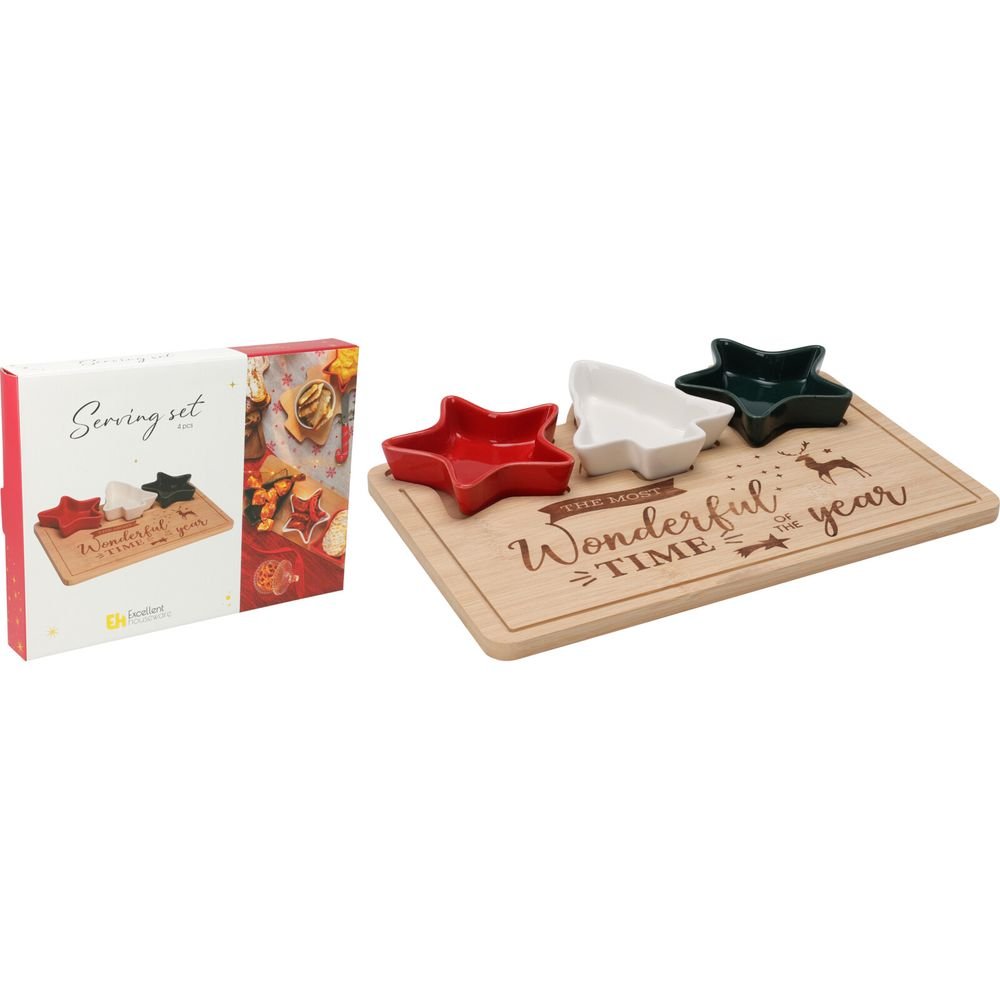 Set 3 Cuencos con Tabla para Aperitivos Navidad Koopman Christmas