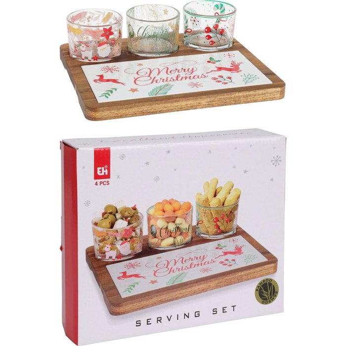 SET 4 PIEZAS 4 VASOS CON TABLA | KOOPMAN CHRISTMAS | 1 UNIDAD | 8720573385336